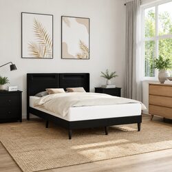Elevate Your Bedroom with a Black Faux Leather Bed Frame and LED Lights 153 x 203 cm