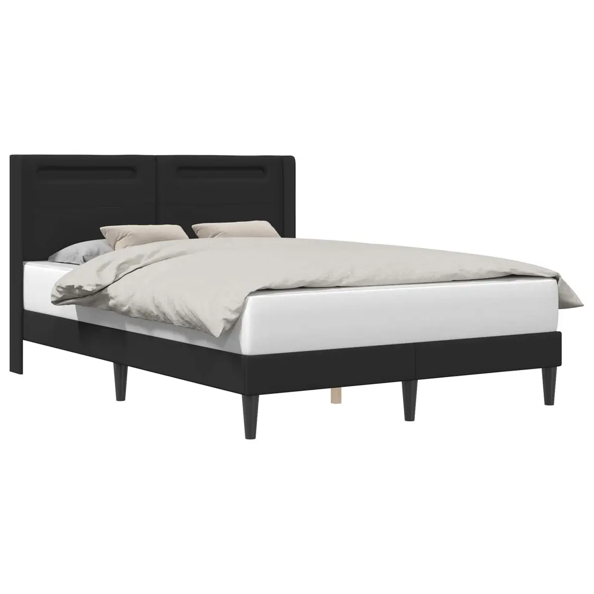 Black Bed Frame 153 x 203 cm Faux Leather with Multicolour LED Strip Lights