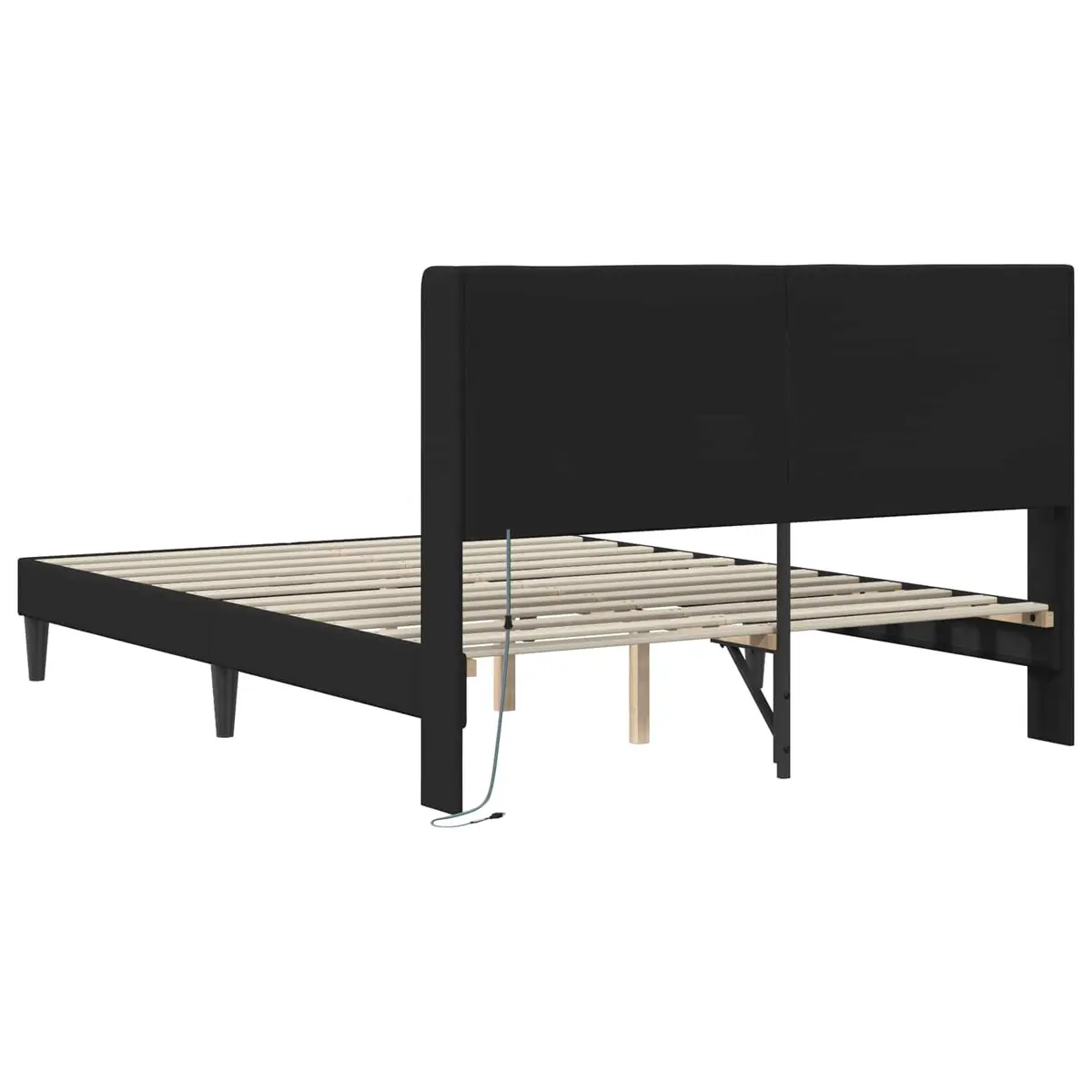 Black Bed Frame 153 x 203 cm Faux Leather with Multicolour LED Strip Lights