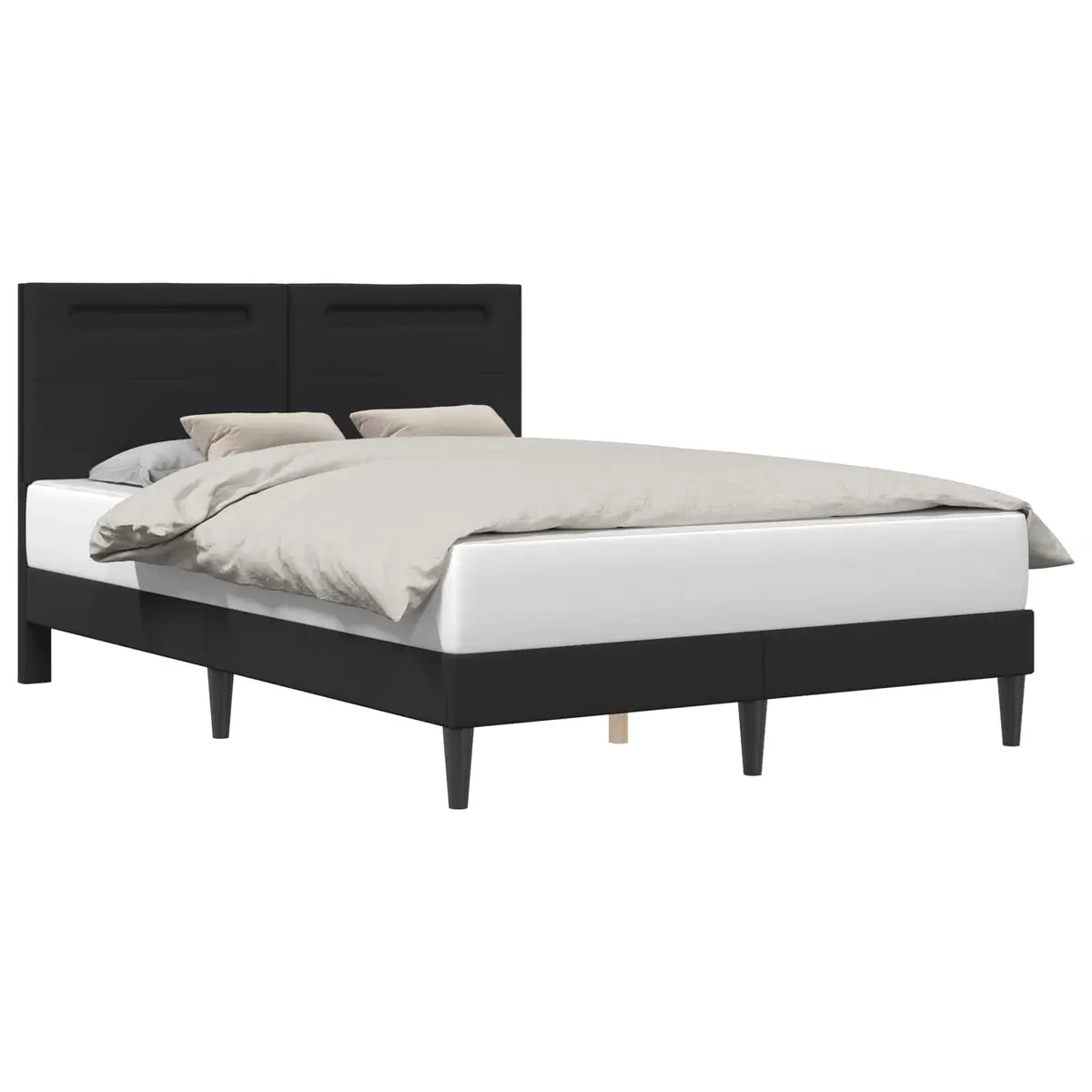 Black Bed Frame with LED Strip Lights USB Powered Modern Bedroom Furniture 137