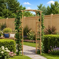 Garden Arch Bamboo Natural 110 x 40 x 205 cm Outdoor Structure Trellis Pergola