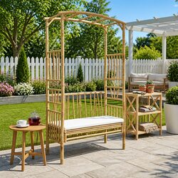 Enhance Your Outdoor Space with Bamboo Arch and Bench