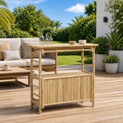 Enhance Your Space with a Brown Bamboo Outdoor Bar Table