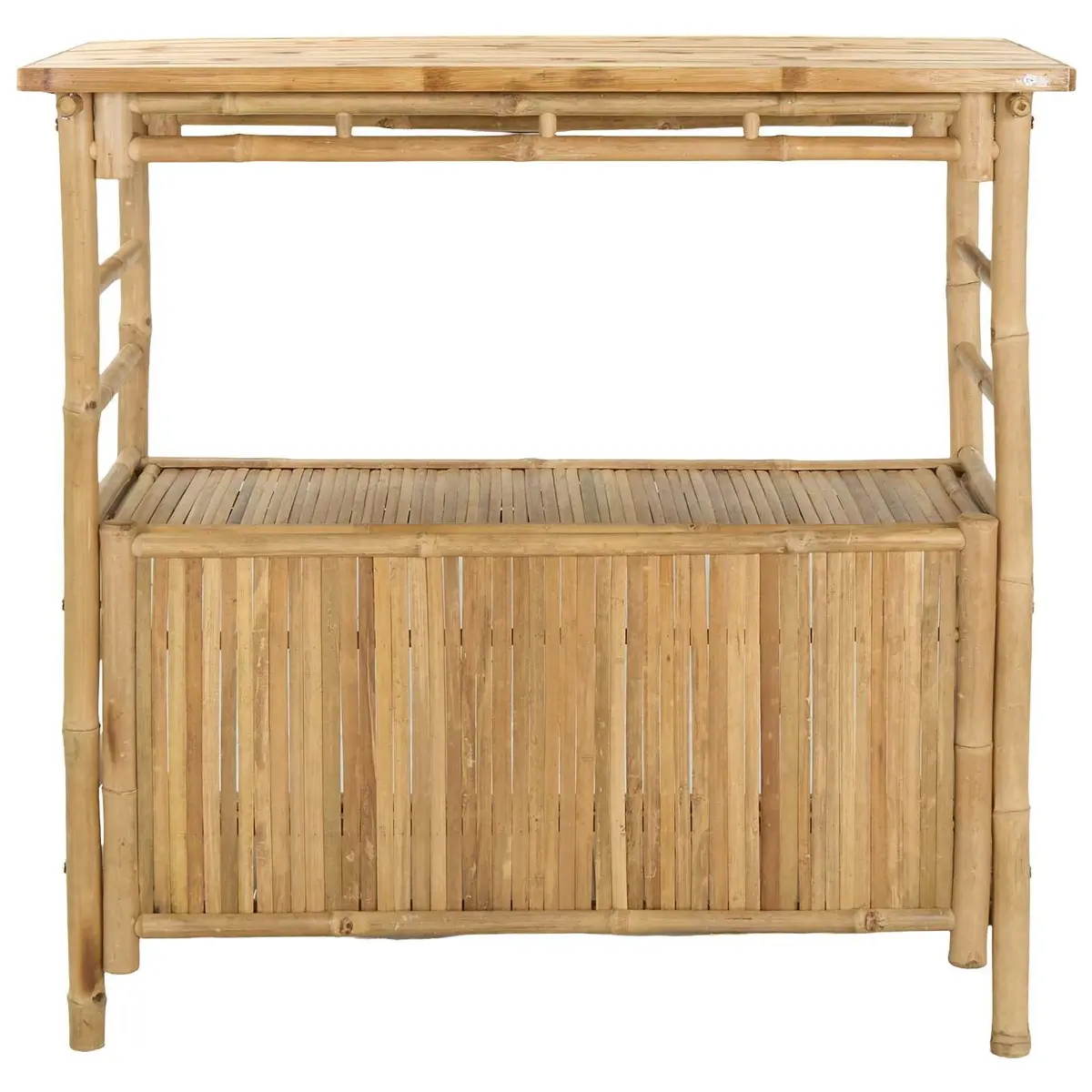 Outdoor Bar Table Bamboo Brown Modern Garden Patio Furniture Shelves