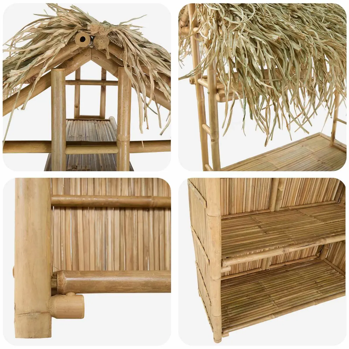 Outdoor Bar Table Bamboo Brown High Cocktail Furniture Patio Garden Backyard
