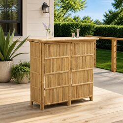 Elevate Your Outdoor Gatherings with This Bamboo Bar Table 115 x 55 x 105 cm