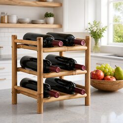 Elevate Your Space with This Modern Bamboo Wine Rack 32.5 x 29.5 x 36 cm