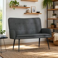 Stylish 2-Seater Sofa in Dark Grey Fabric for Cozy Spaces
