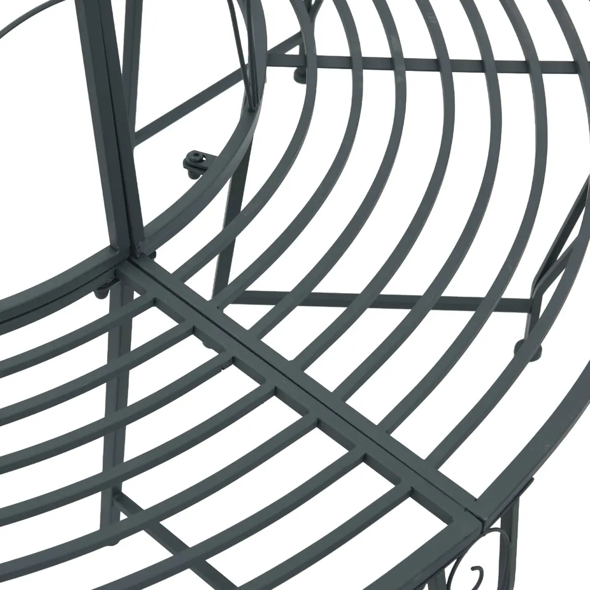 Round Tree Bench 160cm Diameter 8-Seater Steel Frame Grey
