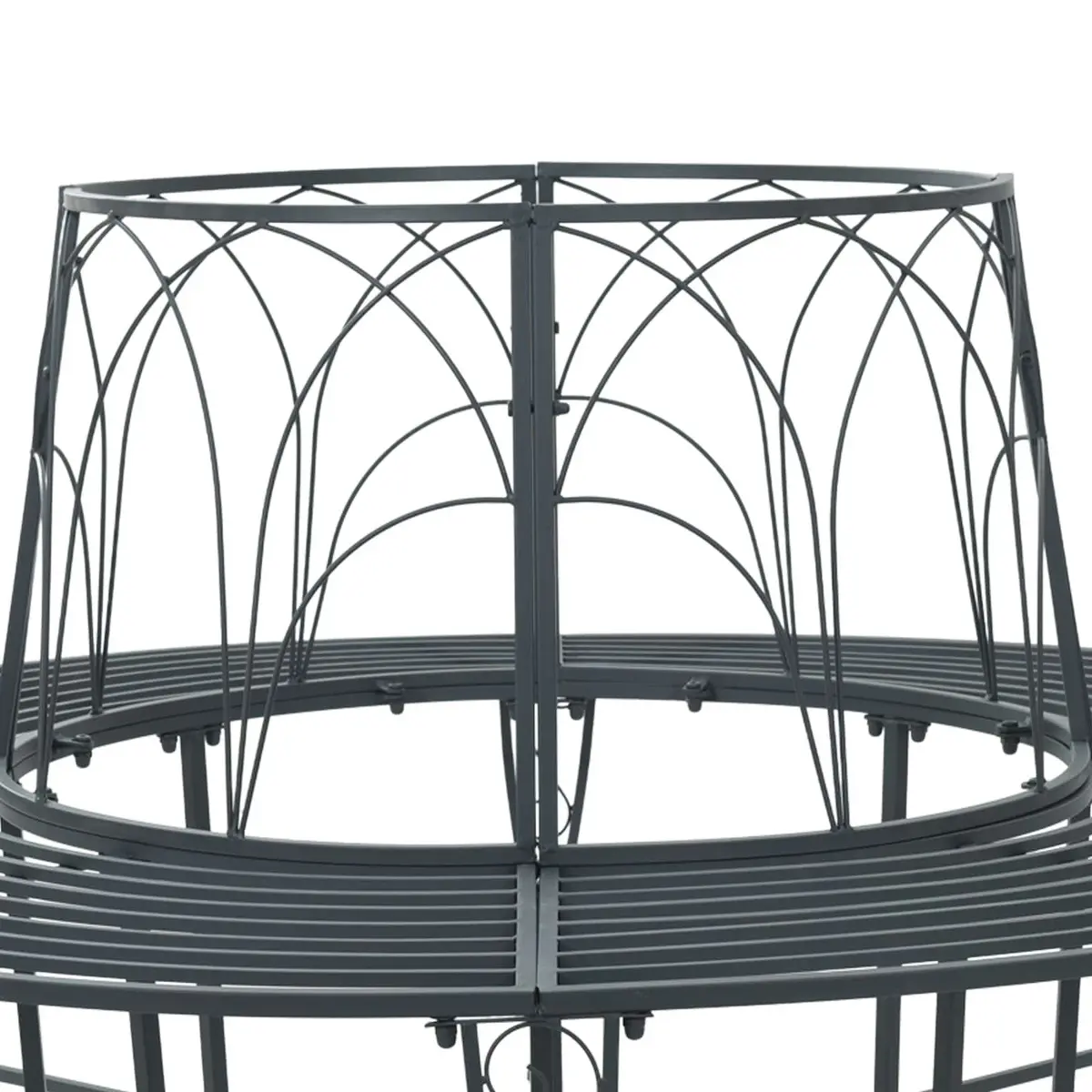 Round Tree Bench 160cm Diameter 8-Seater Steel Frame Grey