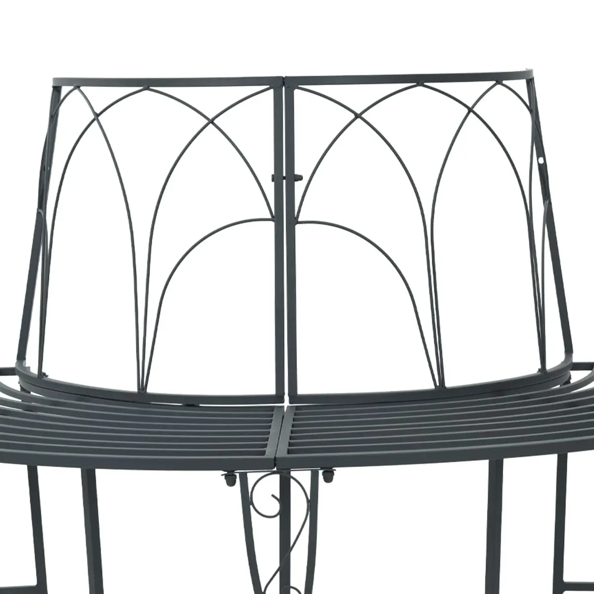 Garden Tree Bench Grey Steel Frame 4-Seater Outdoor Furniture Suitable for Backyard and Patio