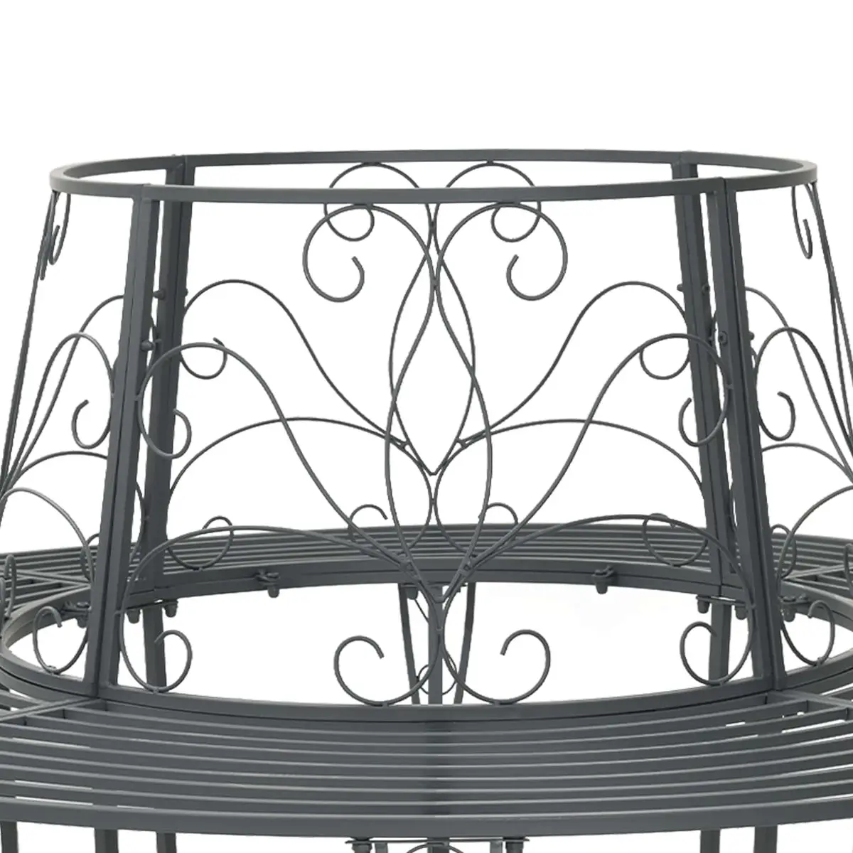 8-Seater Round Tree Bench Ø 160 cm Steel Grey Outdoor Seating