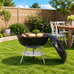 Charcoal Grill Outdoor Black 36.5cm Compact Barbecue Garden Backyard Cooking