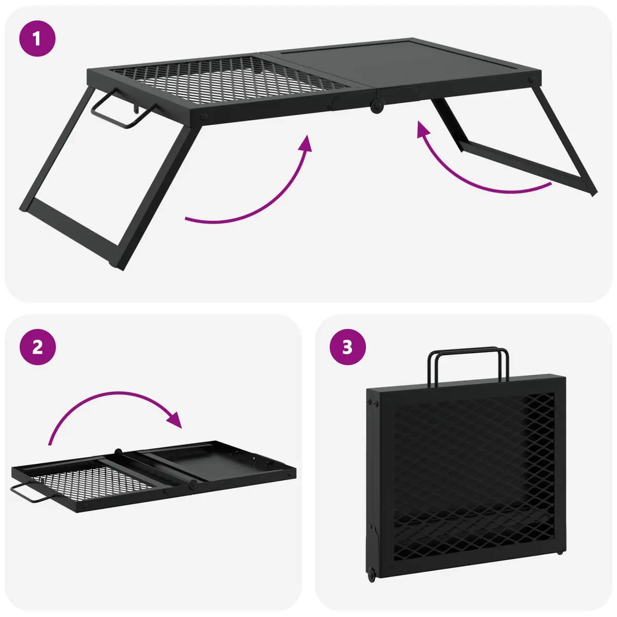 Foldable Camping Grill Outdoor Portable Backyard Garden Balcony Cooking Black