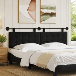 Hanging Headboard Black Modern Wall Mounted Bedroom Backrest Support Upholstered