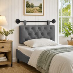 Stylish Grey Upholstered Headboard for Modern Spaces