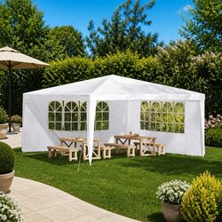 Outdoor Tent Covering 2 pcs 400 x 195 cm White PE Steel Panels