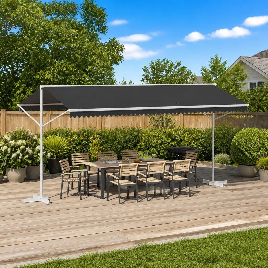 Free Standing Awning 5 x 3 m Hand Crank Outdoor Patio Garden Shade Anthracite