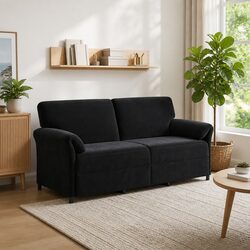 Stylish 3-Seater Sofa in Black Velvet for Your Living Room