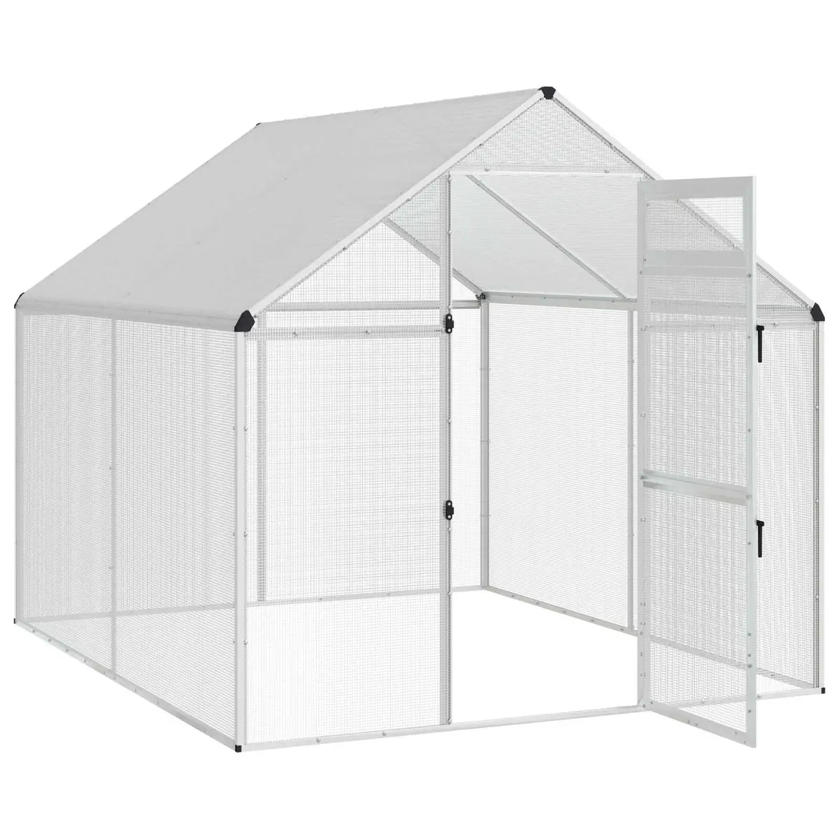 Bird Cage Silver 181.5 x 221 x 173.5 cm Outdoor Garden Welded Wire Mesh