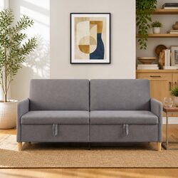 Dark Grey Lift-Up Storage Sofa for Modern Living