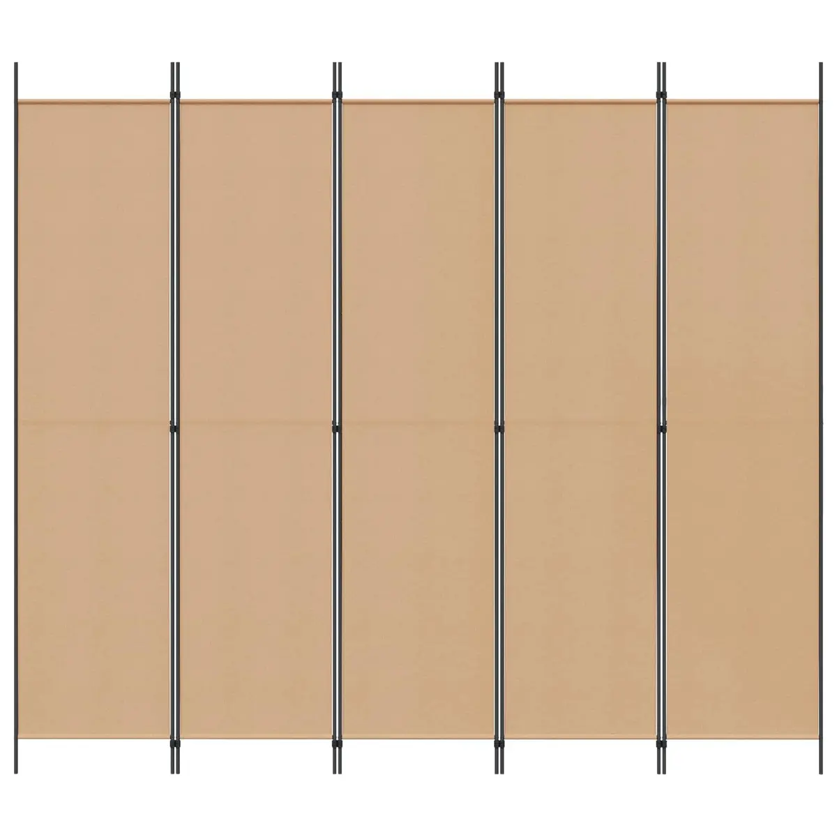 5-Panel Room Divider 250 x 220 cm Beige Folding Privacy Screen Fabric Partition