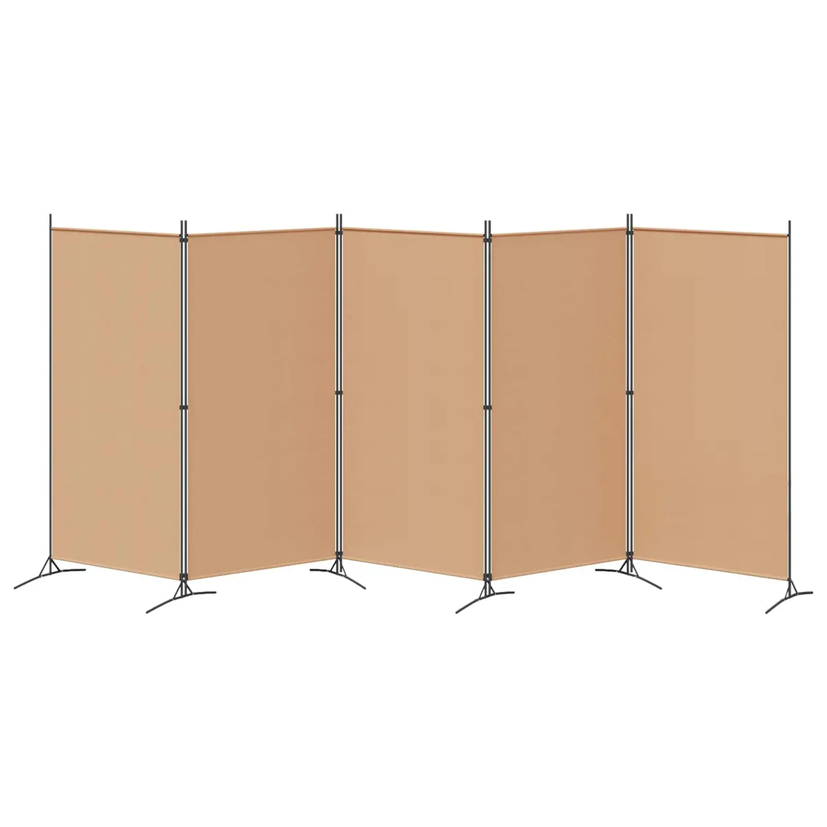 5-Panel Room Divider Beige Foldable Privacy Screen Indoor Space Partition
