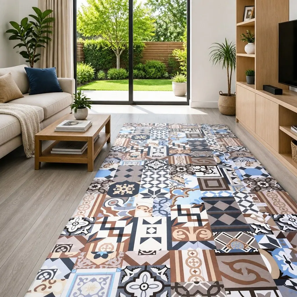 Self-Adhesive PVC Flooring Planks 5.11 m² Indoor Use Easy Installation Durable Multicolour