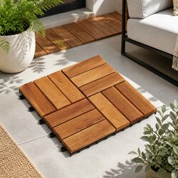 Decking Tile 10 pcs Brown 30 x 30 cm Acacia Hardwood Interlocking Square