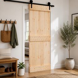 Interior Solid Pine Wood Door 95 x 210 cm Modern Minimalist Design Natural