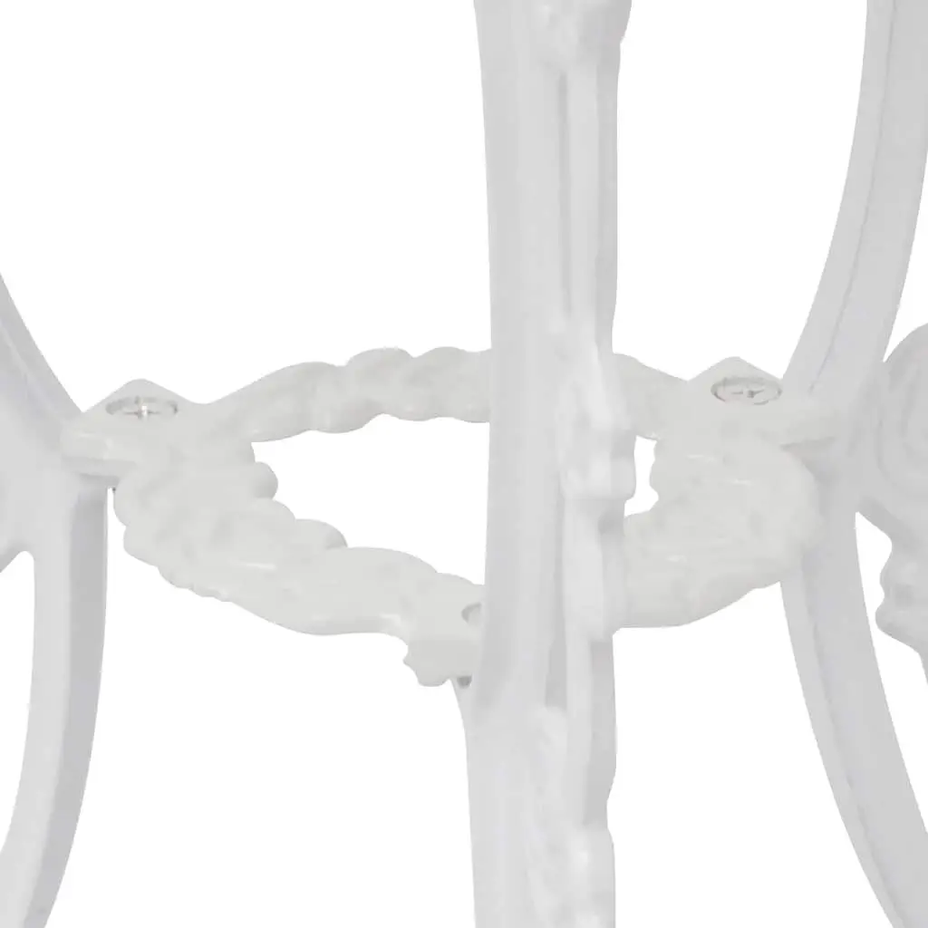 Bistro Set 3 Piece Round Table 2 Chairs Cast Aluminium Weather Resistant Garden Patio Outdoor Furniture White