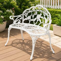 Charming White Garden Bench 100cm for Your Outdoor Oasis