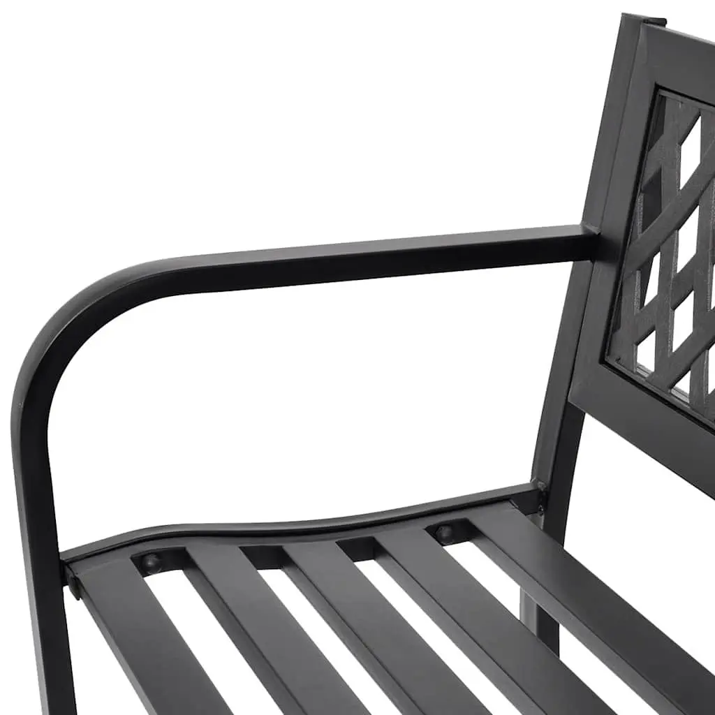 Garden Bench 118cm Black Steel Weather-resistant Outdoor Seat Patio Backyard 2 Seater Furniture