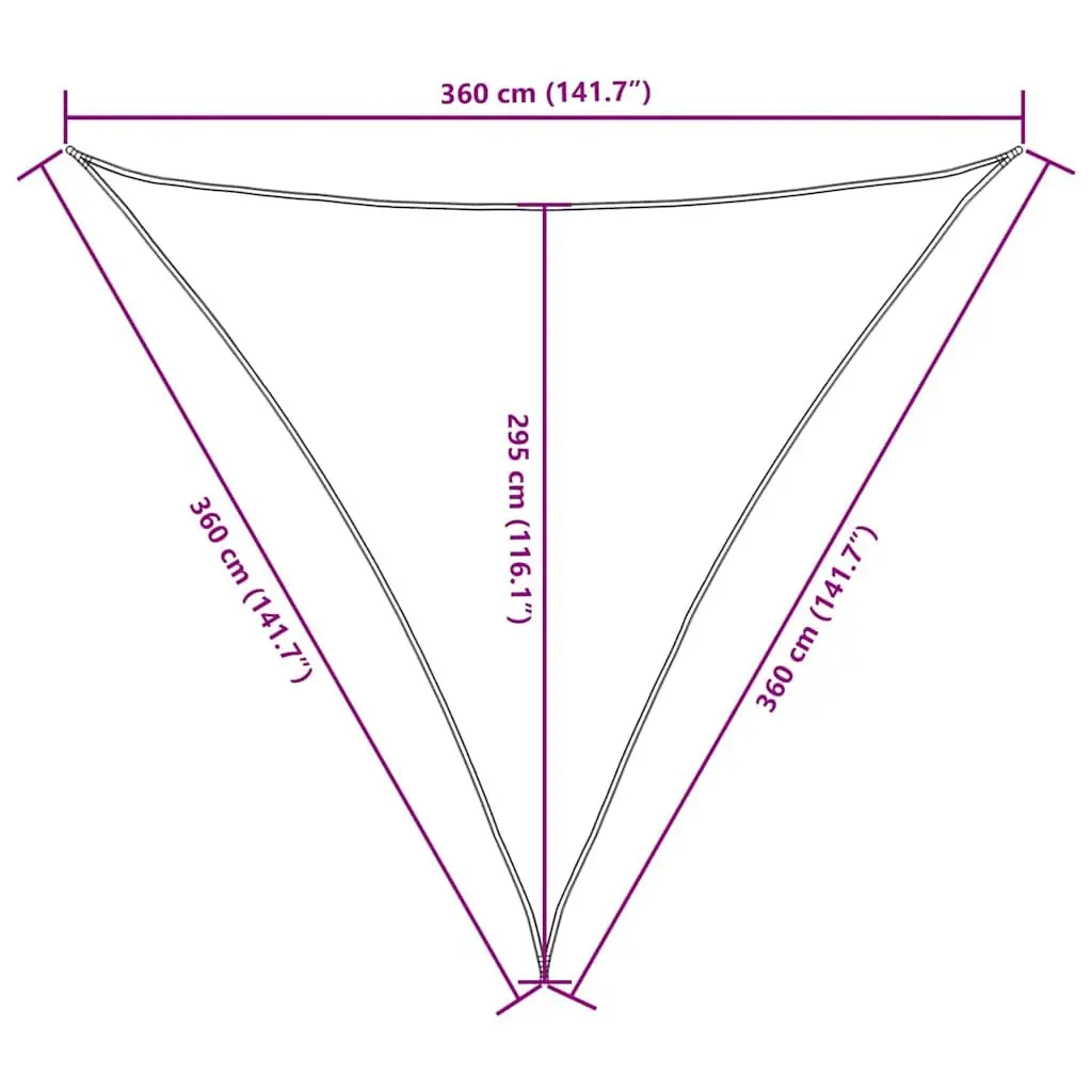 Sunshade Sail Triangular 3.6m PU Coated Oxford Fabric Mould and UV Resistant