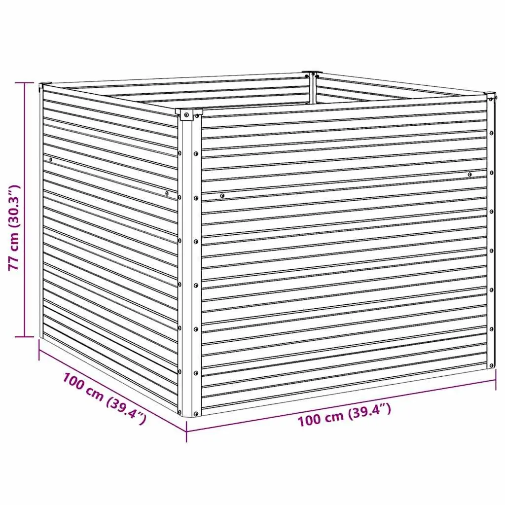 Raised Garden Bed 100x100x77 cm Galvanised Steel Planter for Vegetables Herbs