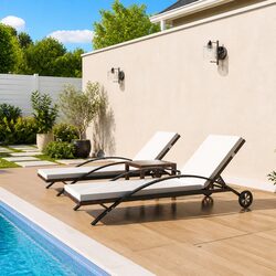 Enhance Your Garden with Brown Sun Lounger and Table Set