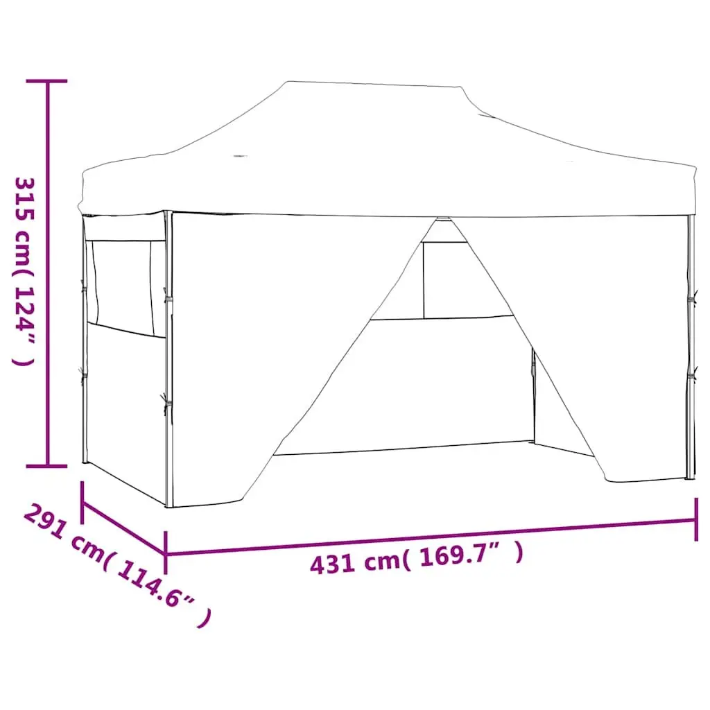 Foldable Pop-Up Tent 3x4.5m Outdoor Canopy Waterproof UV Protective with 4 Side Walls