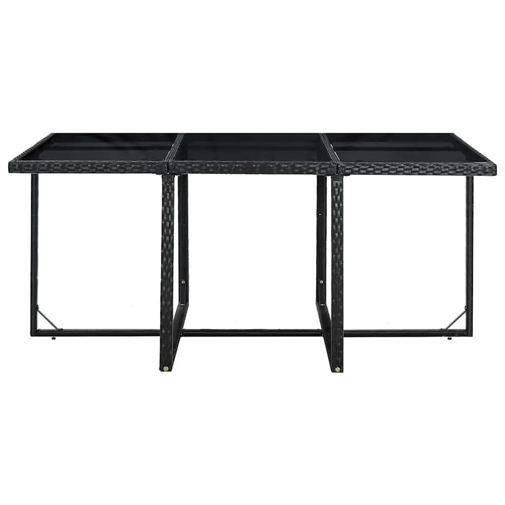 Outdoor Dining Set 11 Piece Black Poly Rattan Garden Furniture with Cushions