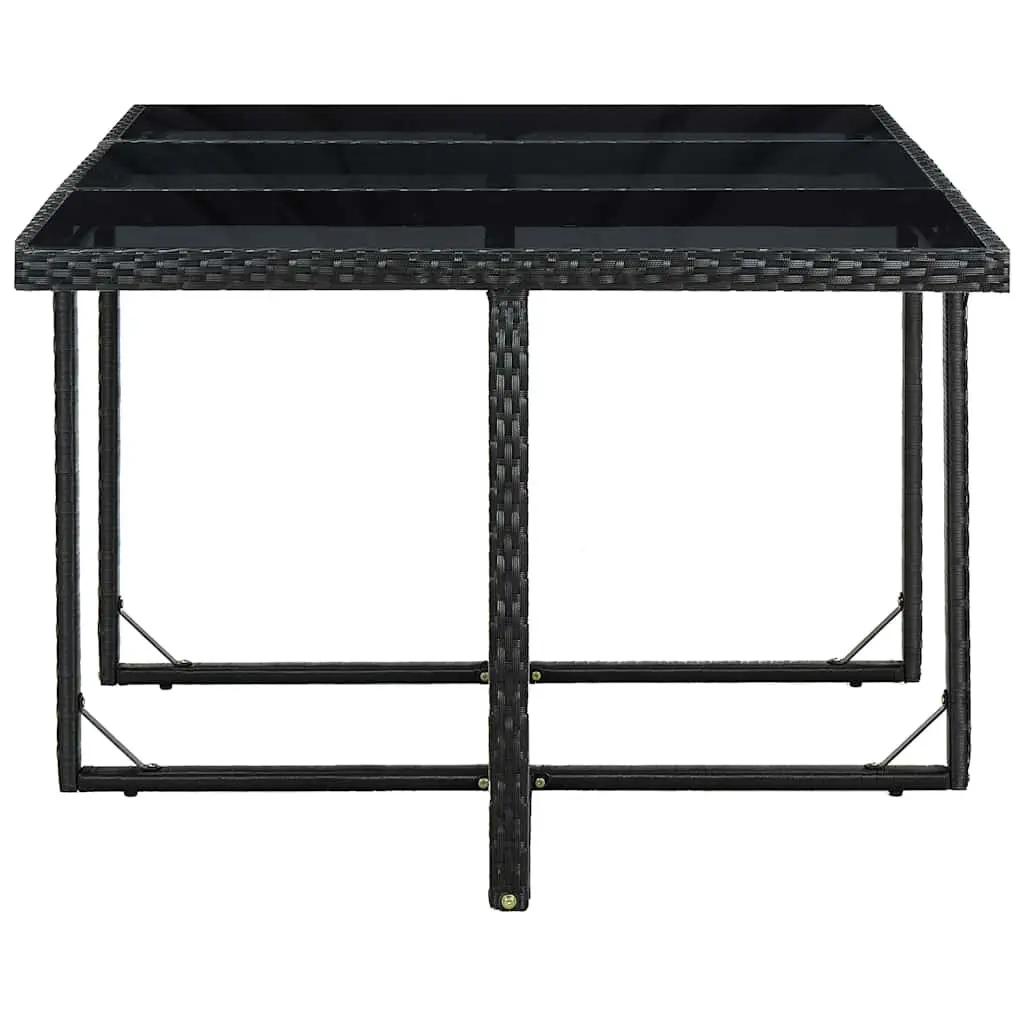 Outdoor Dining Set 11 Piece Black Poly Rattan Garden Furniture with Cushions