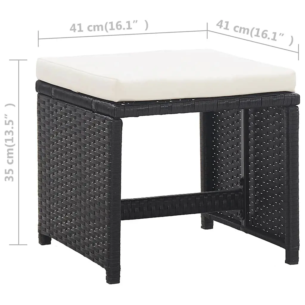 Outdoor Dining Set 11 Piece Black Poly Rattan Garden Furniture with Cushions