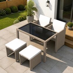 Stylish Beige Patio Furniture Set for Outdoor Dining