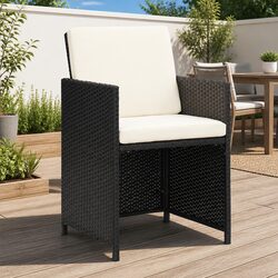 Stylish Black Rattan Dining Chairs for Outdoor Spaces (2 Pcs)