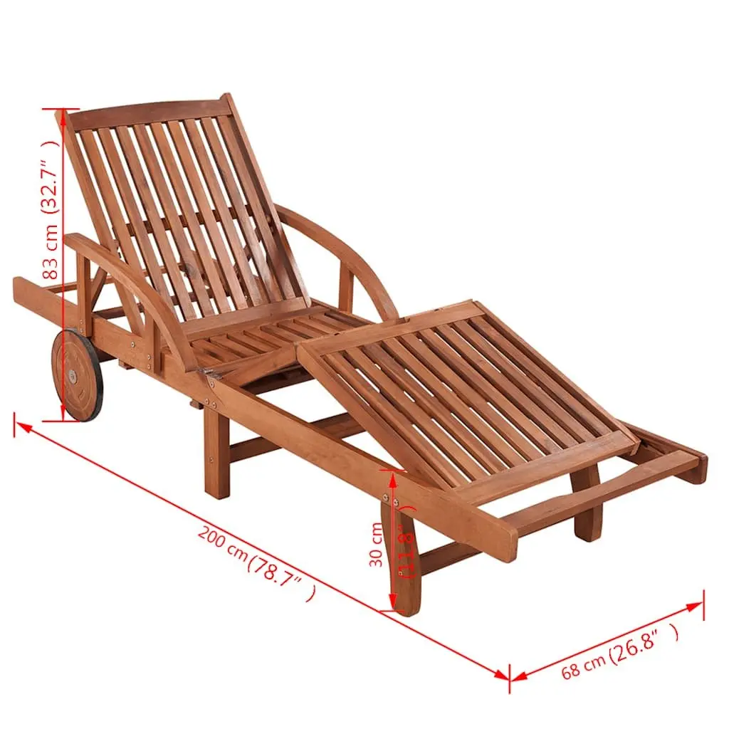 Sun Lounger Outdoor Garden Chaise Lounge Chair Adjustable Backrest with Wheels
