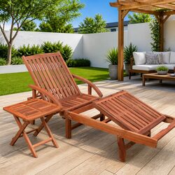 Acacia Wood Lounger Set: Comfort Meets Style for Outdoors