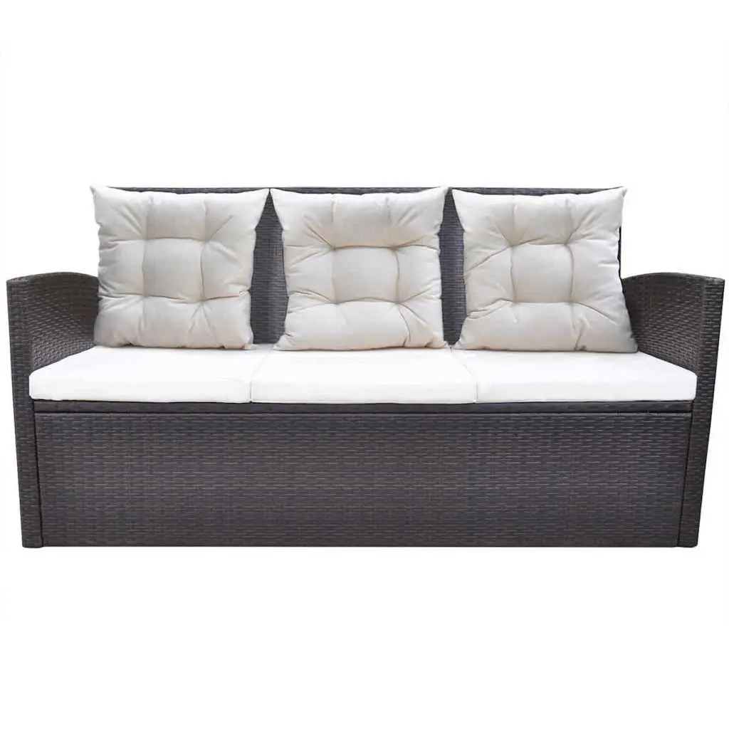 Rattan Outdoor Dining Set 7 Person Glass Top Table Lightweight Weather Resistant with Cushions