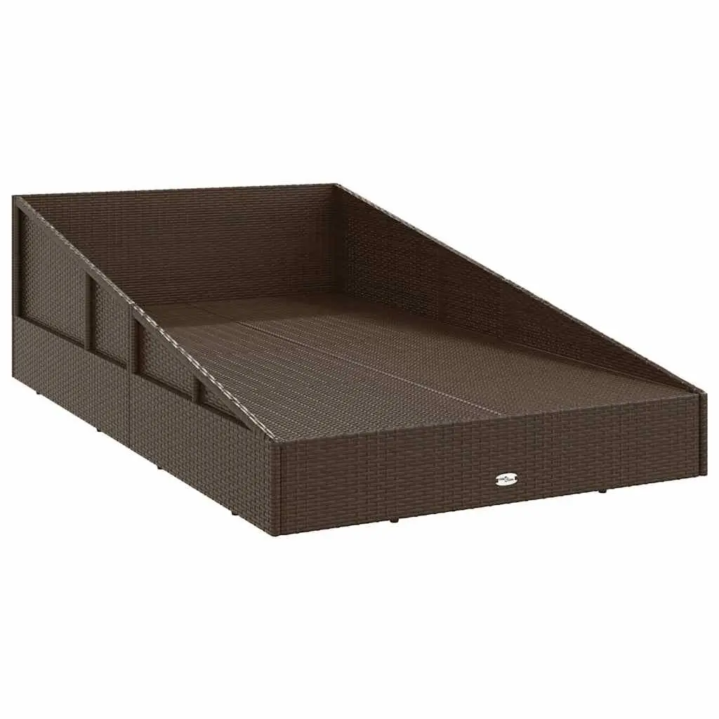 Outdoor Daybed Brown 2-Person Weather-Resistant PE Rattan Patio Lounger with Cushions