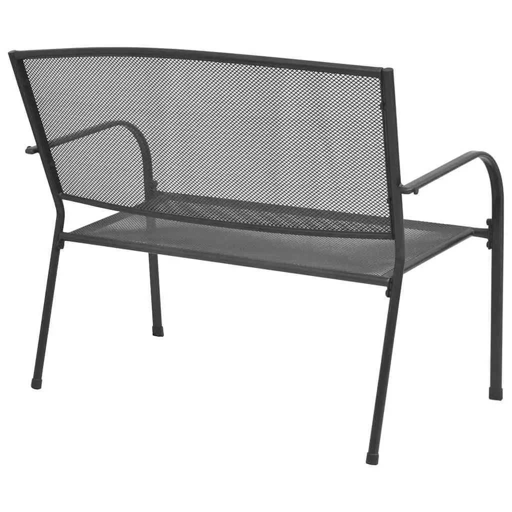 Garden Bench 108cm Steel Mesh Anthracite Weather Resistant Easy to Clean Industrial Style