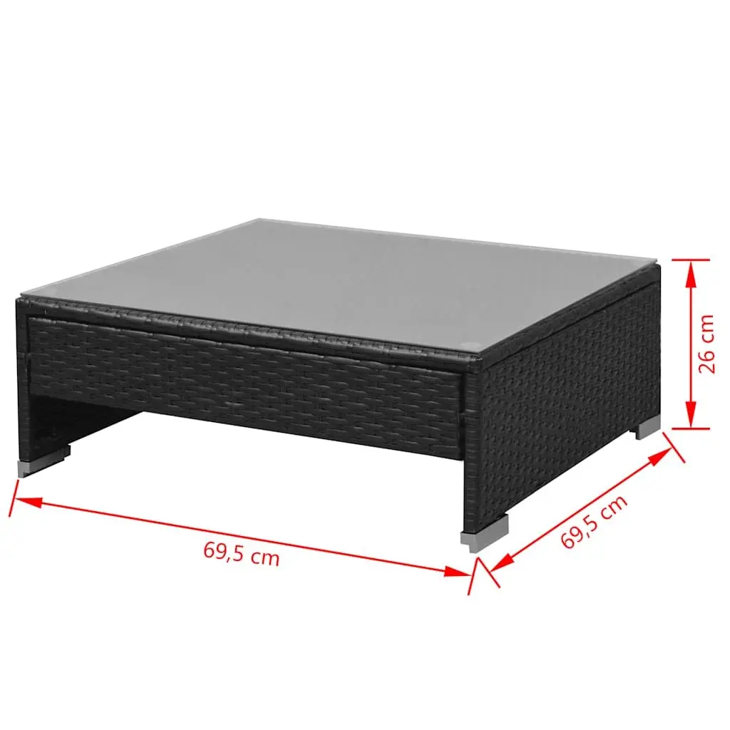 7 Piece Garden Lounge Set Outdoor Rattan Sofa with Canopy Black Modular Patio
