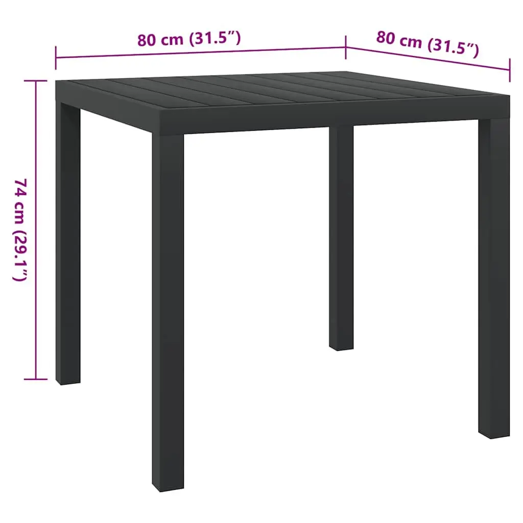 Outdoor Garden Table 80x80x74cm Weather Resistant WPC Top Powder Coated Aluminium Frame