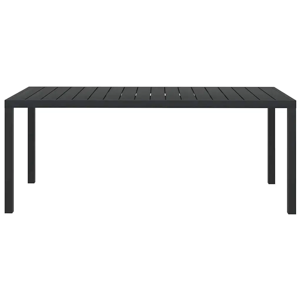 Outdoor Garden Table 185x90x74cm Weather-resistant Black Aluminium Frame